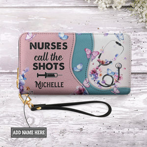 Nurses Call The Shots Flower Stethoscope HTRZ06108706JO Zip Around Leather Wallet