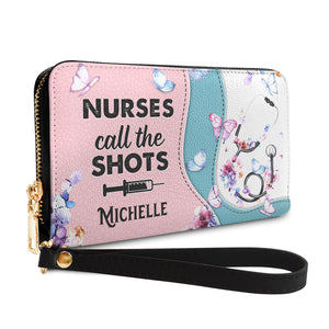 Nurses Call The Shots Flower Stethoscope HTRZ06108706JO Zip Around Leather Wallet