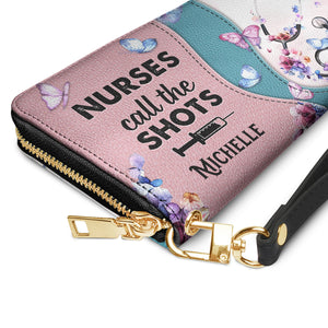 Nurses Call The Shots Flower Stethoscope HTRZ06108706JO Zip Around Leather Wallet