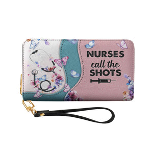 Nurses Call The Shots Flower Stethoscope HTRZ06108706JO Zip Around Leather Wallet